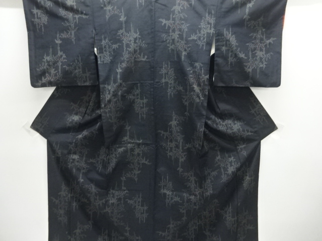 JAPANESE KIMONO / ANTIQUE KIMONO / SILK / TSUMUGI / WOVEN BAMBOO GRASS